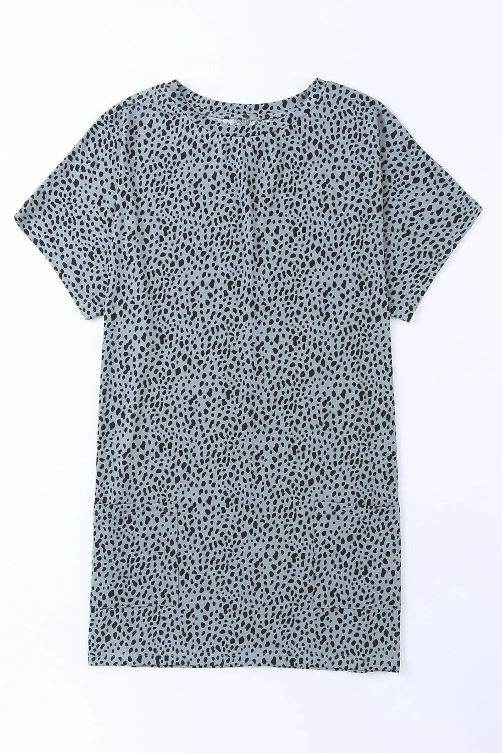 Animal Print Round Neck Tunic Tee with Pockets