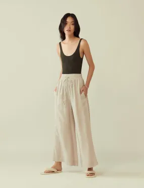 cupro drawstring flared pants