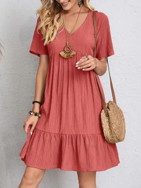 Full Size V-Neck Short Sleeve Dress