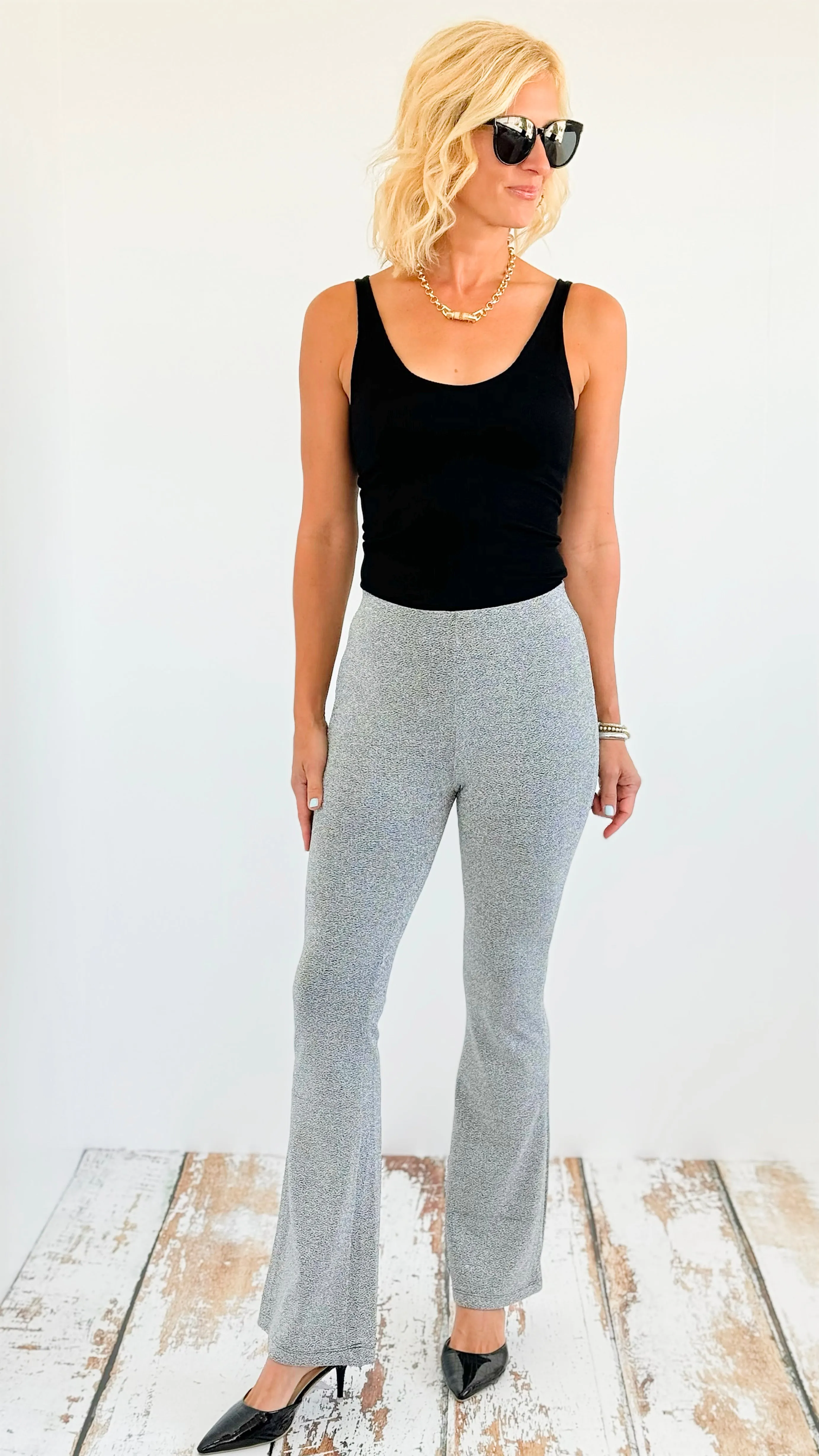 Glam Flared Pants - Silver