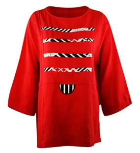 Moonlight - Asian Theme 3/4 Sleeve Scoop Neck Pullover Fashion Top