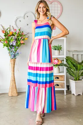 Multicolor Striped Sleeveless Maxi Dress