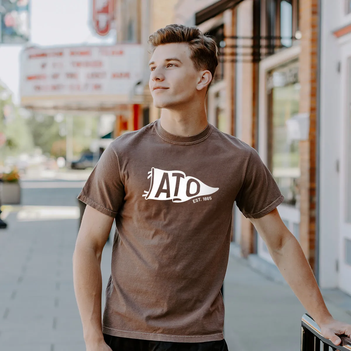 New! ATO Comfort Colors Brown Pennant Short Sleeve Tee