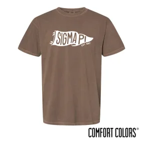 New! Sigma Pi Comfort Colors Brown Pennant Short Sleeve Tee