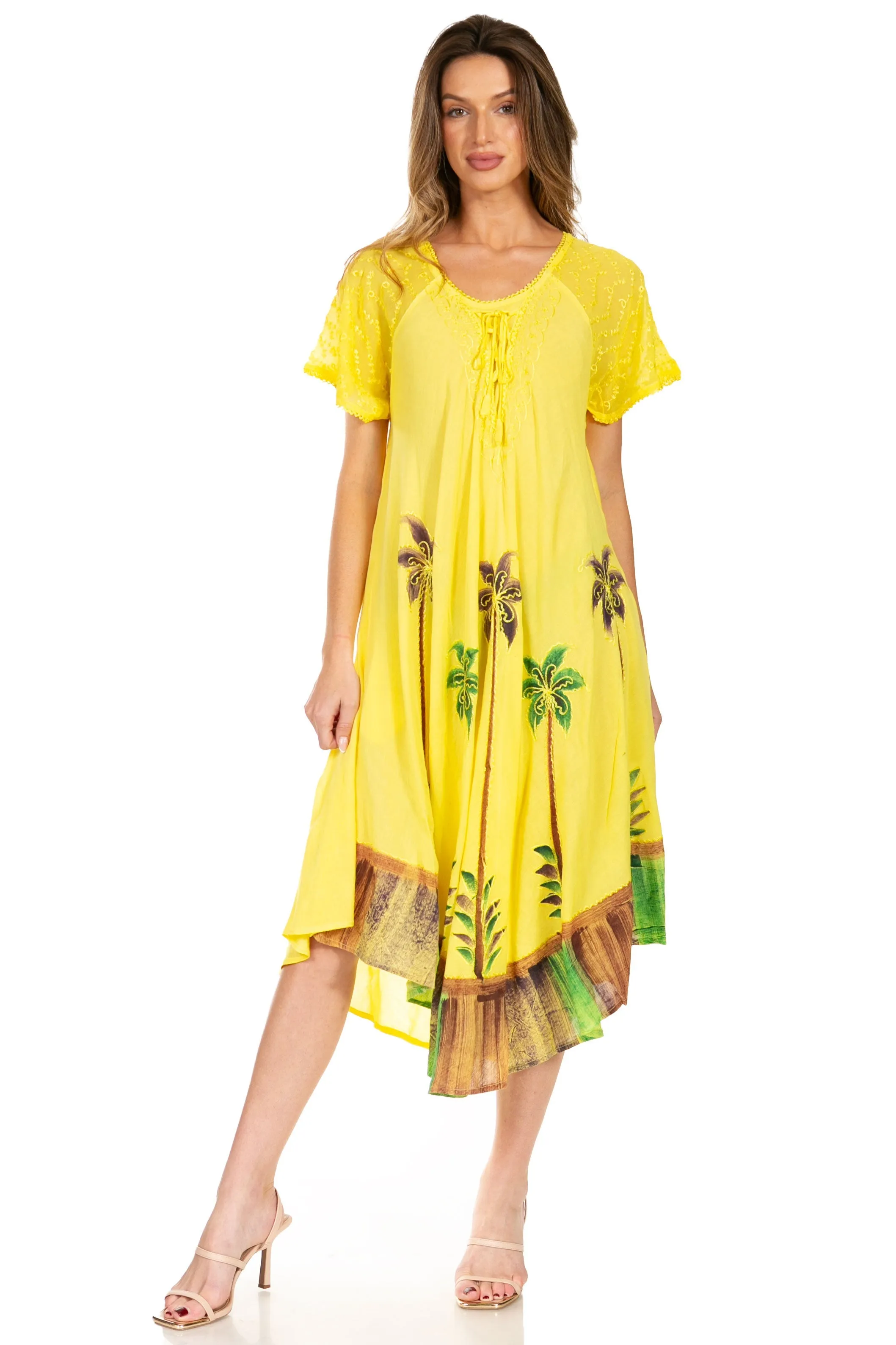 Sakkas Kai Palm Tree Caftan Tank Dress / Cover Up