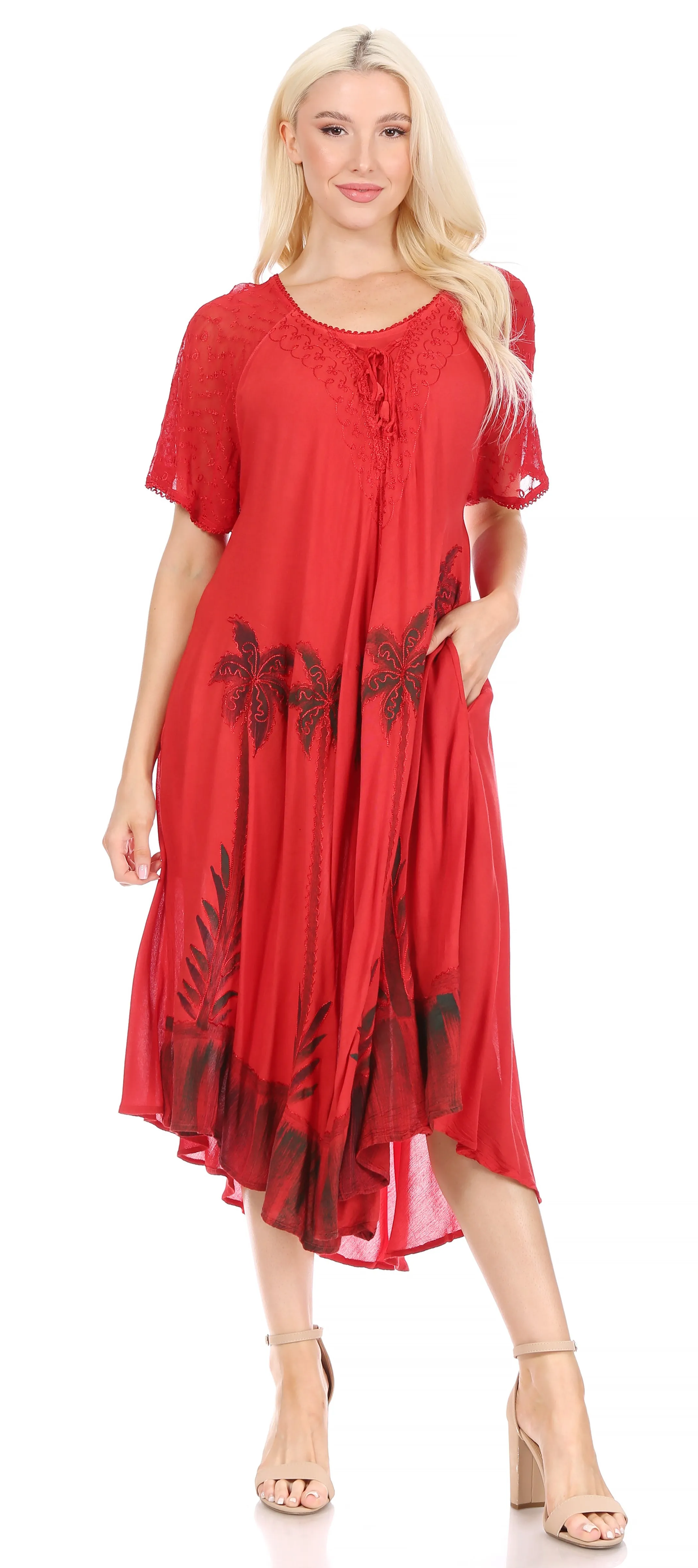 Sakkas Kai Palm Tree Caftan Tank Dress / Cover Up