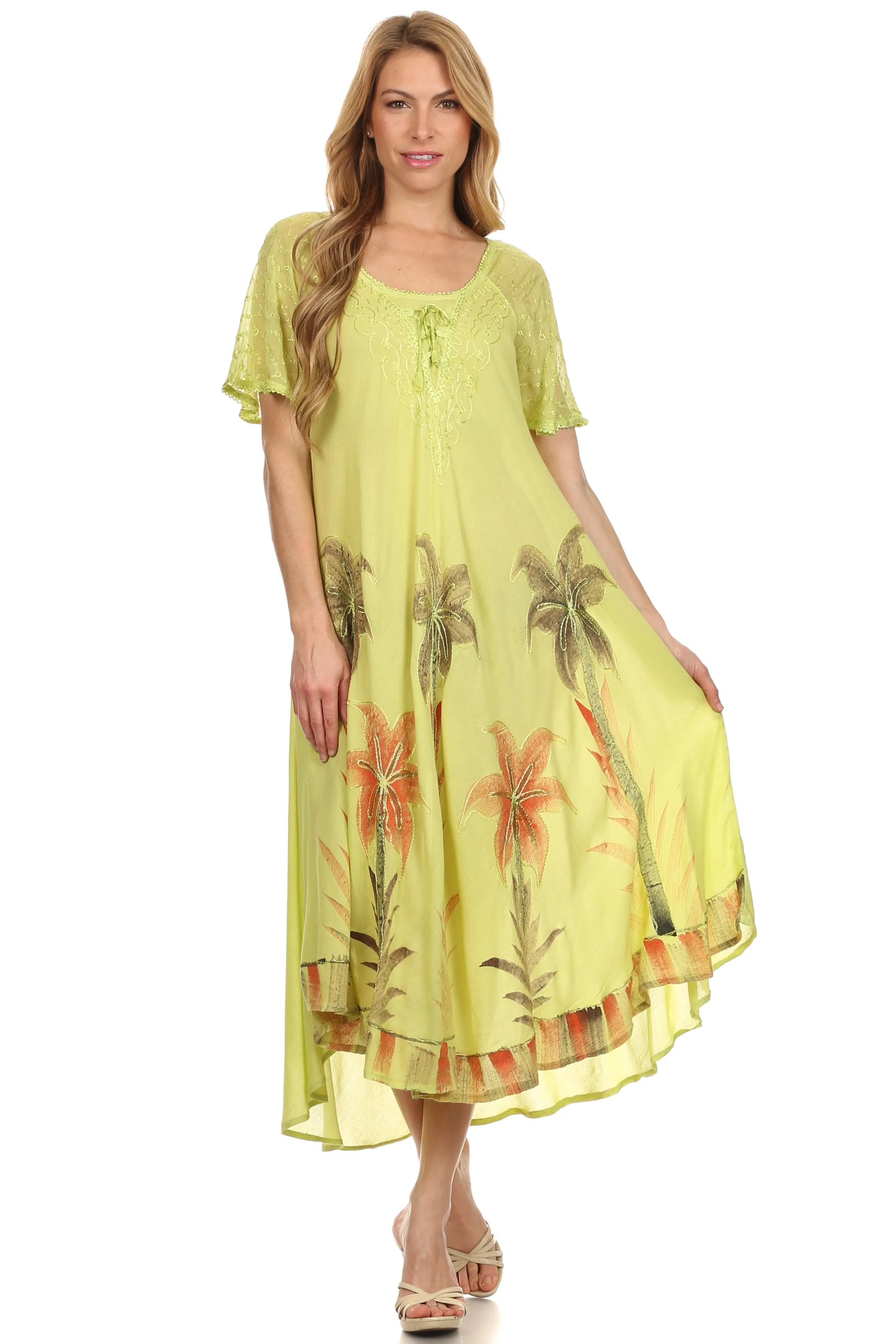 Sakkas Kai Palm Tree Caftan Tank Dress / Cover Up