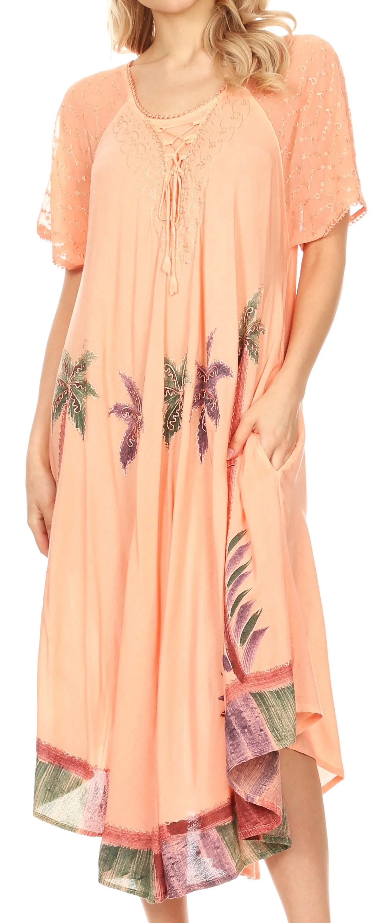 Sakkas Kai Palm Tree Caftan Tank Dress / Cover Up