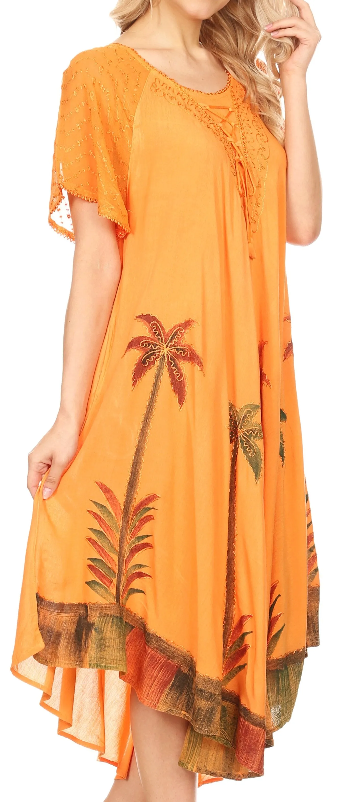 Sakkas Kai Palm Tree Caftan Tank Dress / Cover Up