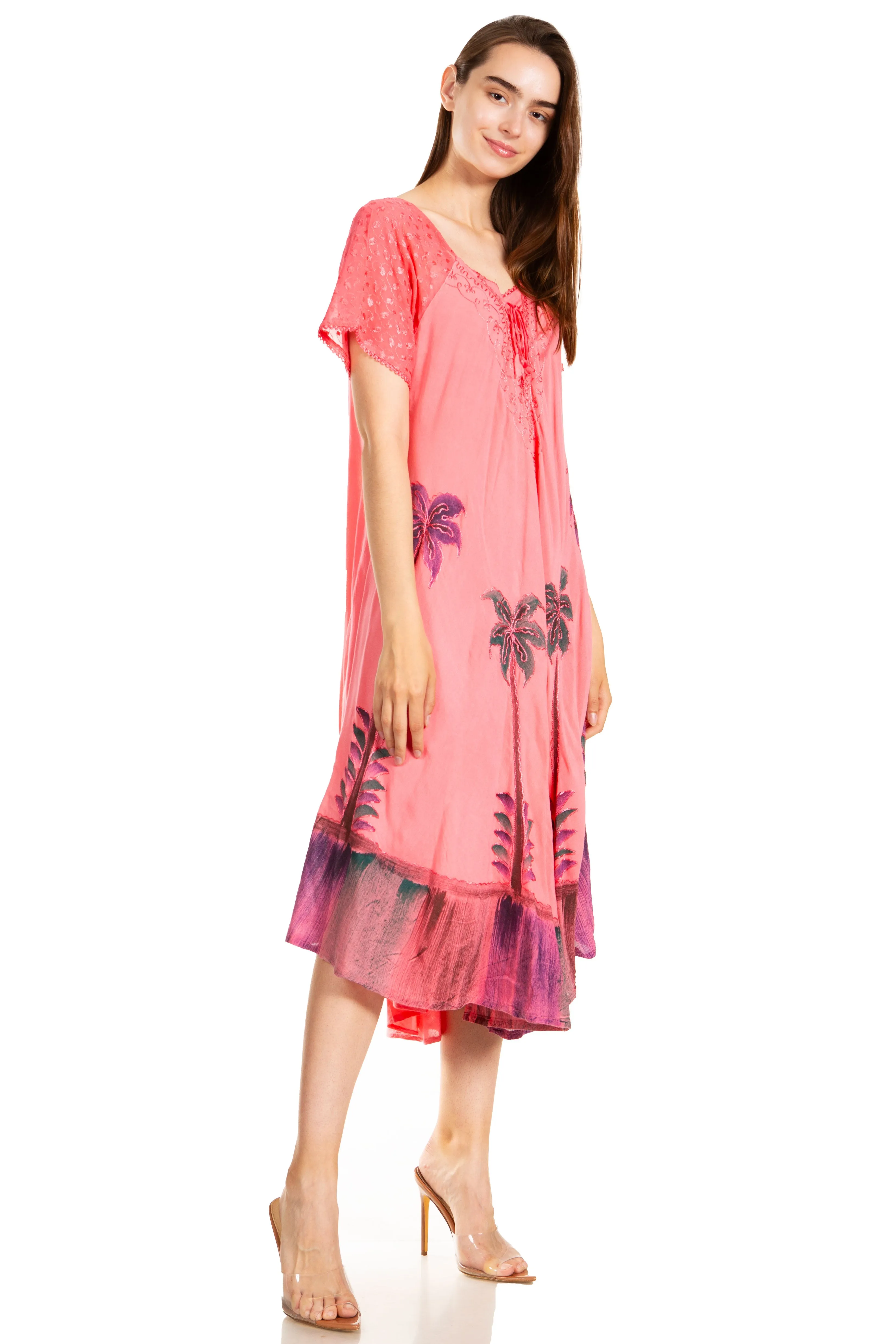 Sakkas Kai Palm Tree Caftan Tank Dress / Cover Up