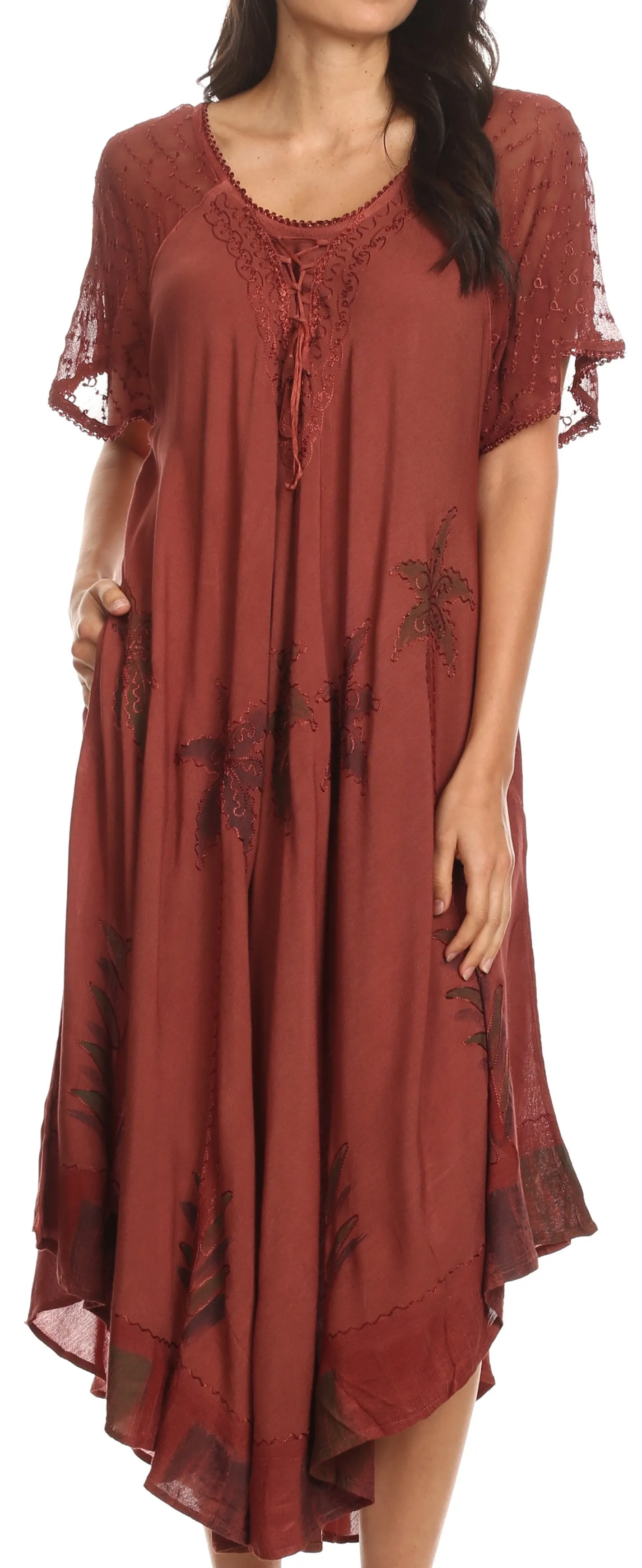 Sakkas Kai Palm Tree Caftan Tank Dress / Cover Up