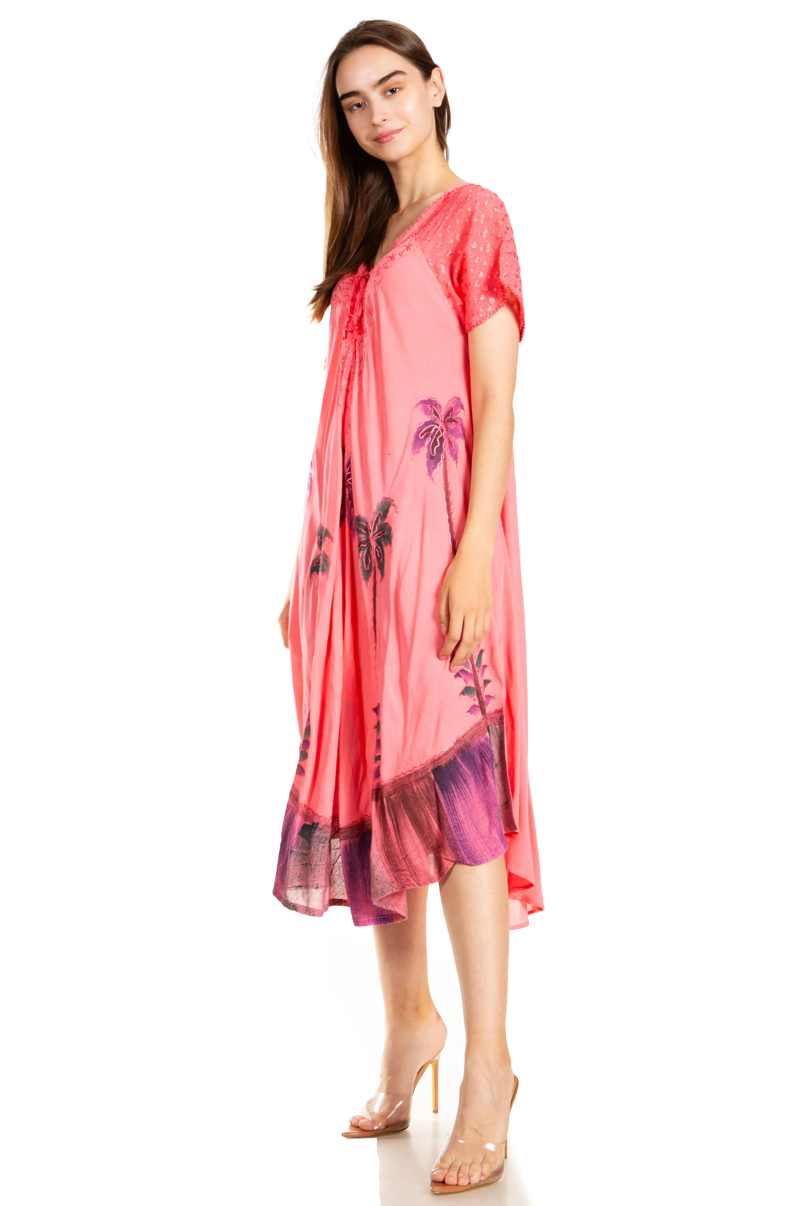 Sakkas Kai Palm Tree Caftan Tank Dress / Cover Up