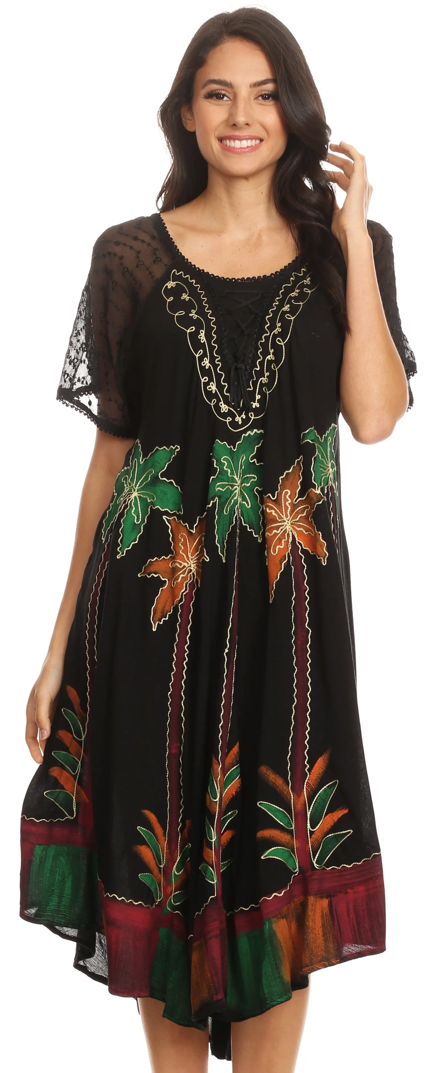 Sakkas Kai Palm Tree Caftan Tank Dress / Cover Up