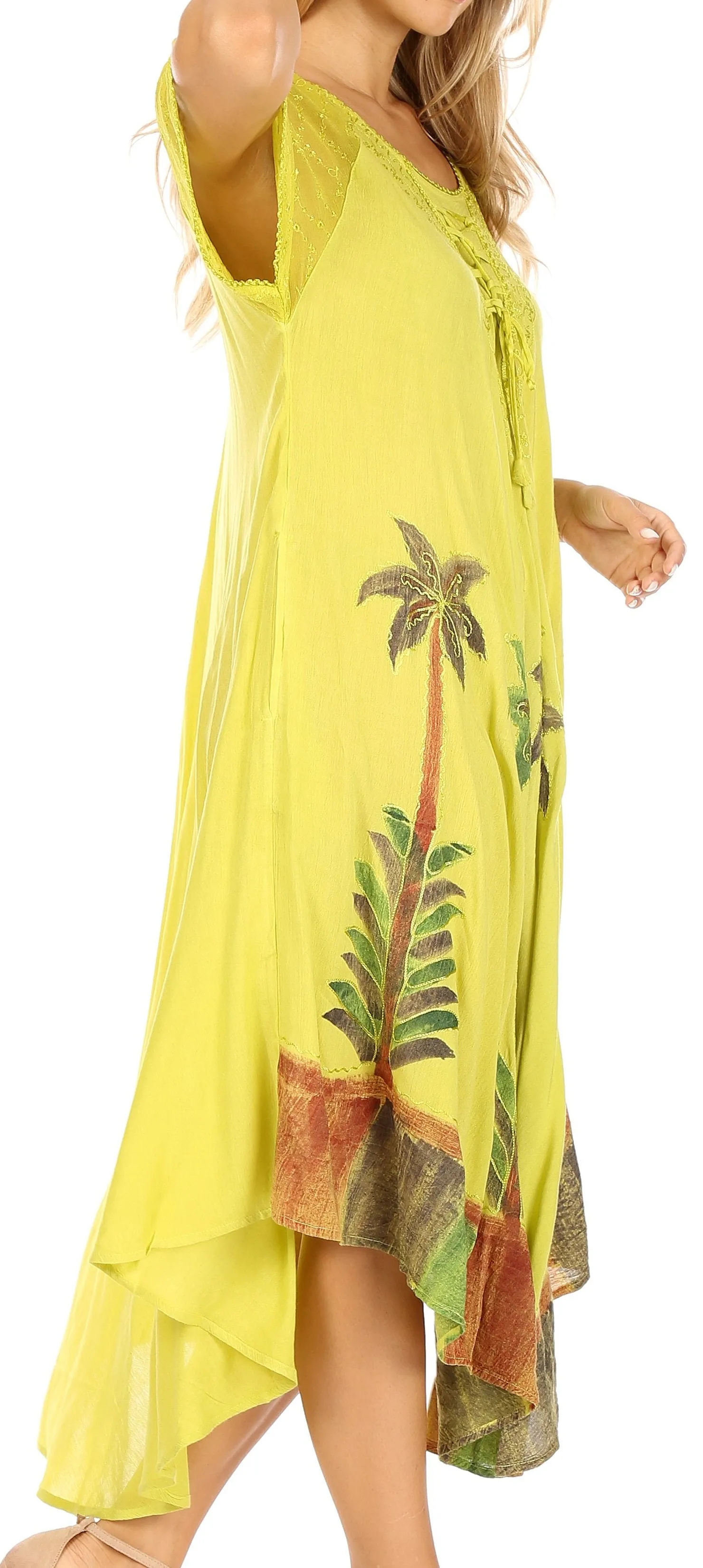 Sakkas Kai Palm Tree Caftan Tank Dress / Cover Up