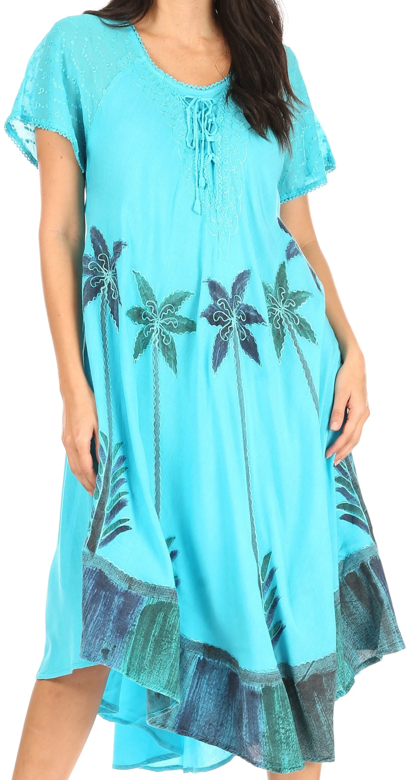 Sakkas Kai Palm Tree Caftan Tank Dress / Cover Up