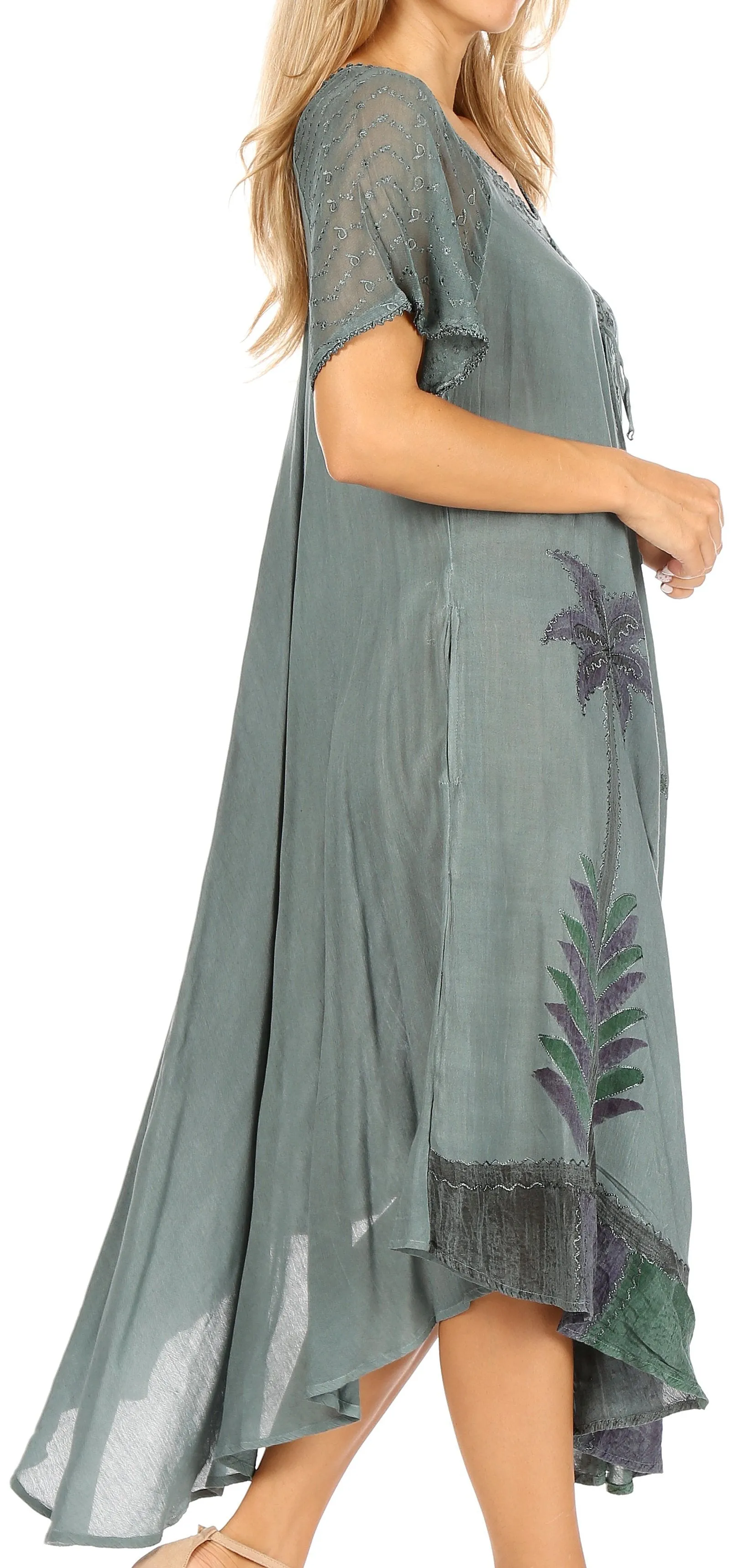 Sakkas Kai Palm Tree Caftan Tank Dress / Cover Up