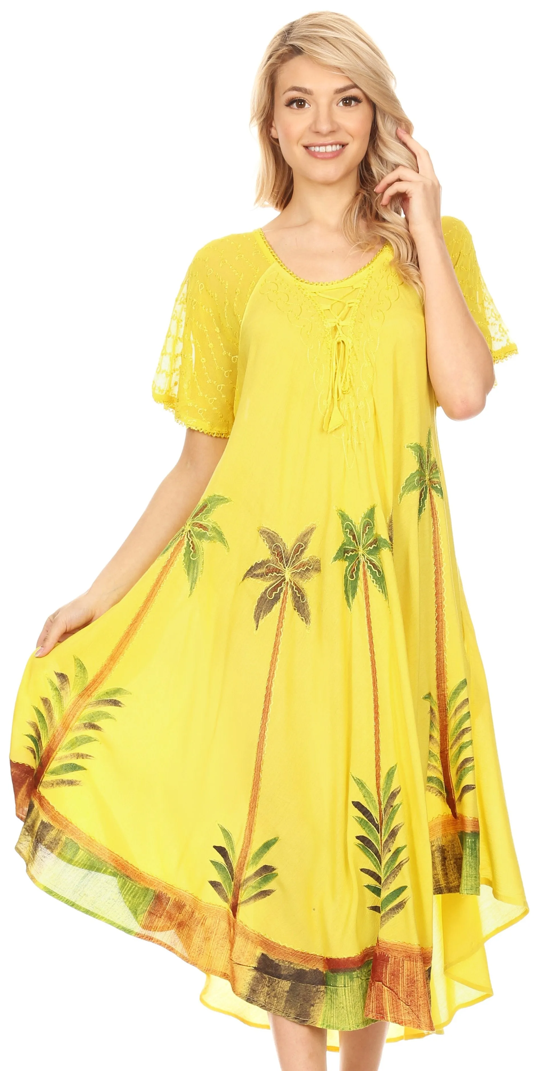 Sakkas Kai Palm Tree Caftan Tank Dress / Cover Up