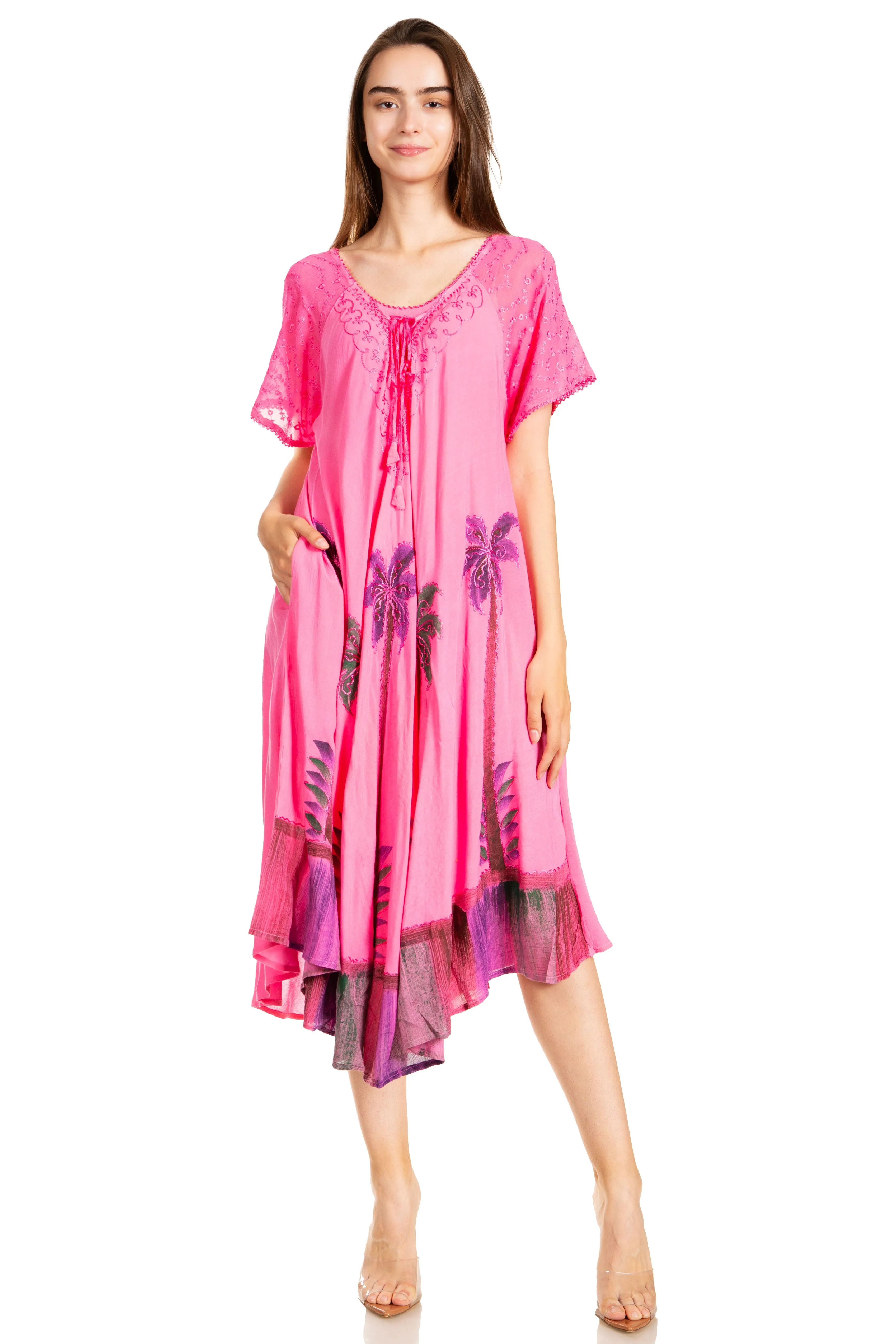 Sakkas Kai Palm Tree Caftan Tank Dress / Cover Up