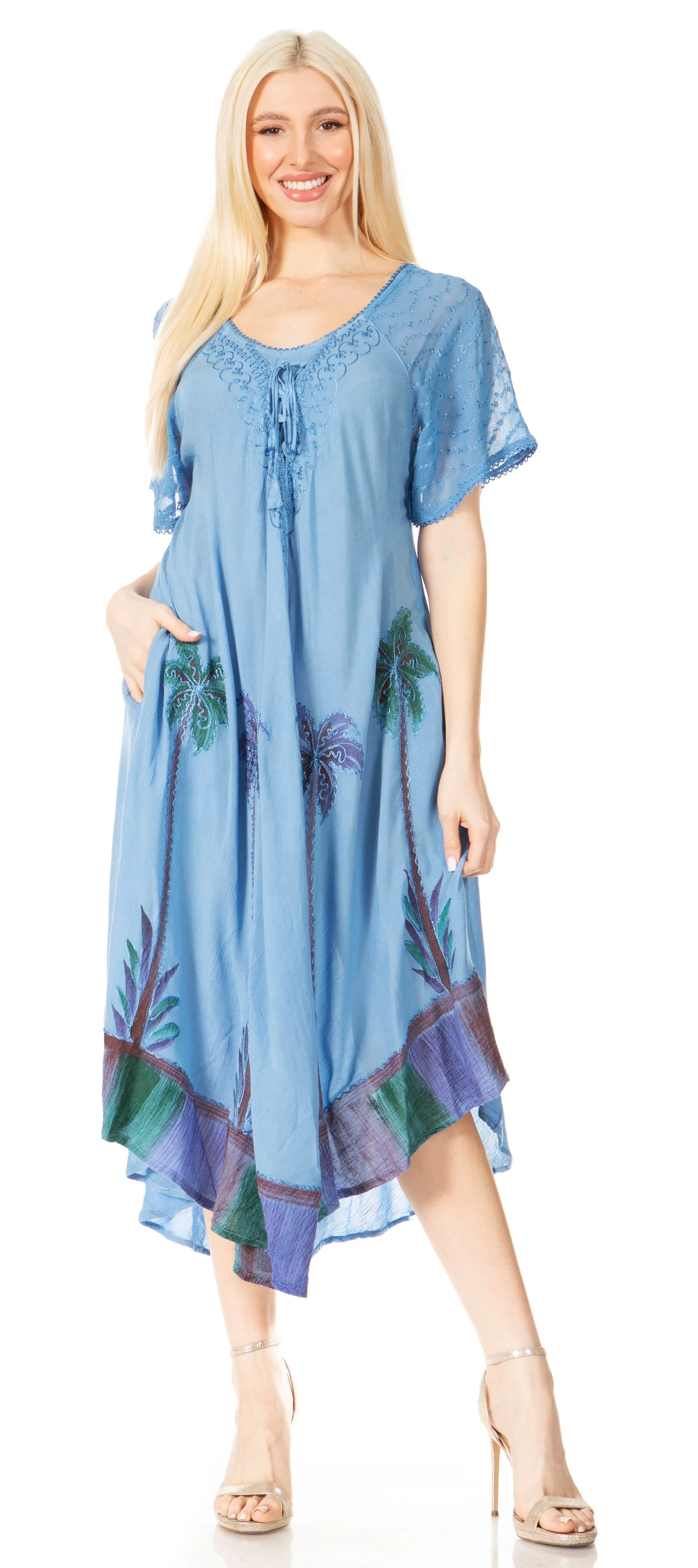 Sakkas Kai Palm Tree Caftan Tank Dress / Cover Up