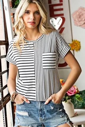 Striped Round Neck Short Sleeve Tee