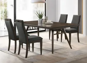 Wes Rectangular Dining Set Grey and Dark Walnut